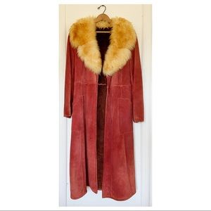 Penny Lane Suede Leather Jacket with Fluffy Collar